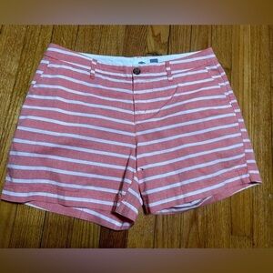 Old Navy Coral White Striped Shorts 100% Cotton Size 6